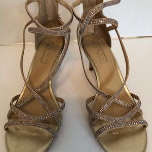 Gold Rhinestone Heeled Sandals. Antonio Melani 8.5